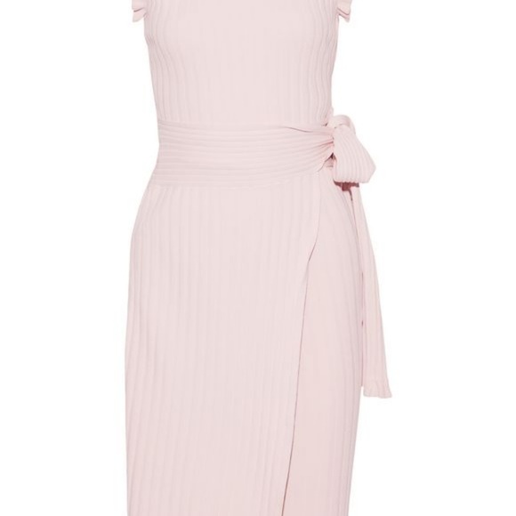 MILLY Ruffle-trimmed ribbed-knit wrap dress - Picture 2 of 5